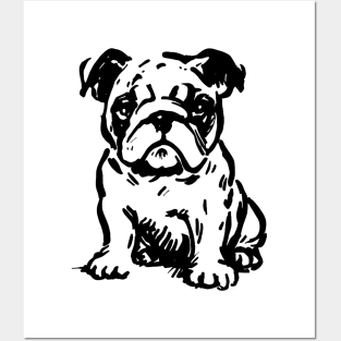 Stick figure bulldog in black ink Posters and Art